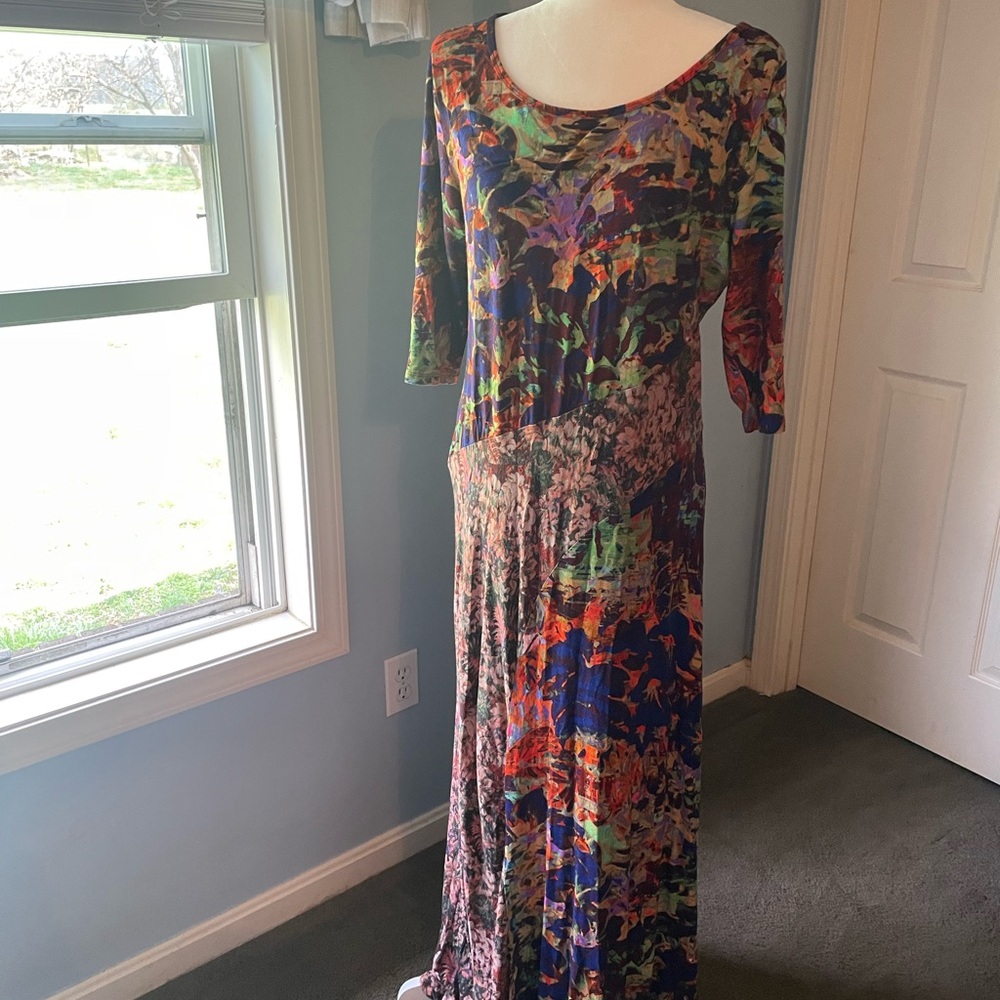 Soft surroundings dress size Large Multicolor Floral Maxi Dress EUC